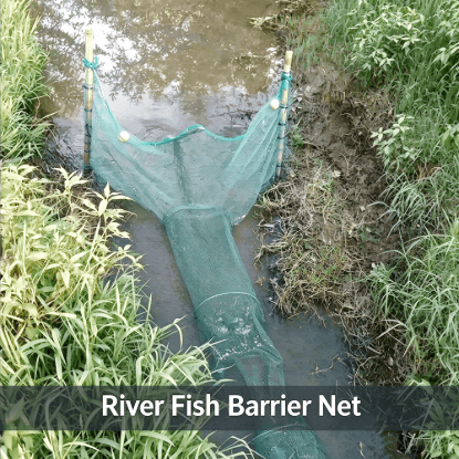 Picture of 3mm Fine Mesh River Barrier Fishing Net | Eel & Shrimp Catcher with Extended Wings (Poles Not Included)